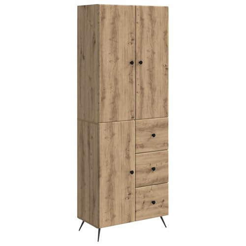 mtlskopl Schrankset 2-teilig Wohnzimmerschrank Set Artisan-Eiche Holzwerkstoff, Mehrzweckschrank und Wandschrank, Aufbewahrungsschrank Kommode mit 3 Türen 3 Schubladen für Wohnzimmer Flur