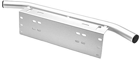 Universelle Nummernschild-Montagehalterung, Frontschutzbügel, Stoßstange für LED-Lichtleiste, LED-Arbeitslampen, Beleuchtungsleisten – (keine Lichter) (A Silber)