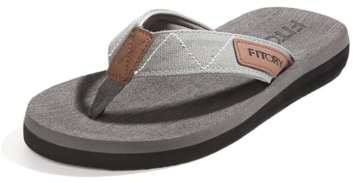 FITORY Herren Flip Flops Beach Sandalen Surfen Zehentrenner Sommerschuhe, Grau, 41 EU