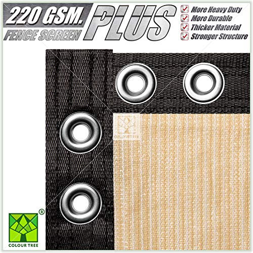 colourtree beige Zaun Sichtschutz Windschutzscheibe Bezugsstoff Schatten Plane Pflanze Gewächshaus Netz Mesh Tuch Handelsgüte, 170 gsm – Heavy Duty – 3 Jahre – Custom 6' x 50' Beige Premium Plus