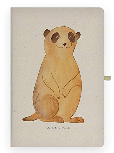 Mr. & Mrs. Panda DIN A4 Baumwoll Notizbuch Erdmännchen Notizheft, Eintragebuch, Notizblock, Notizen, Tagebuch