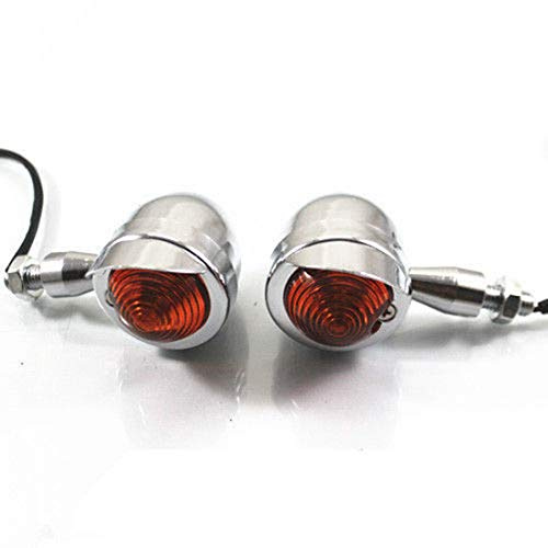 Motorrad Metal Bullet Universal Blinker Leuchtanzeigen passend für Harley Sportster 883 Yamaha Honda Cruiser Bobber (Chrom Bernstein)