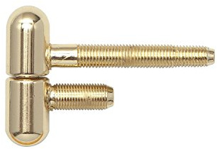 Gedotec Türbänder Zimmertüren Stahlzargen-Band Metall Einbohrbänder 2-teilig für gefälzte Holztüren | Band Gr. ø 16 mm | Stahl vermessingt | 1 Stück - Design Türscharnier mit Rund-Kopf für Innentüren
