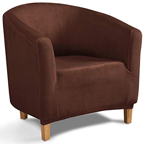 TIANSHU Samt Tub Stuhlhussen,Soft Velvet Plush Couchbezug stilvolle Luxus-Möbelbezüge Anti-Rutsch-High Stretch Tub Chair Cover(Tub Chair Cover, Kaffee)