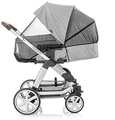 reer ShineSafe Bite 84131 - Parasole 3 in 1, protezione dagli insetti e dal fango, accessorio universale per carrozzina e passeggini, colore: Grigio