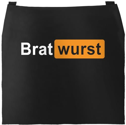 MoonWorks® Grill-Schürze für Männer Aufdruck Grillmeister | Bratwurst Parodie Porno Baumwollschürze Küchenschürze Schwarz unisize