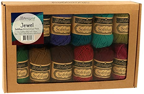 Scheepjes - Scheepjes Softfun Jewel Yarn Colour Pack - 12 x 20 Gram (1 box)