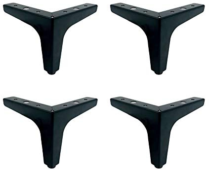 KAIISSA 4 inch / 10cm Furniture Legs Sofa Legs, Set of 4 Modern Metal Triangle Cabinet Legs DIY Replacement Furniture Feet for Cabinet Cupboard Sofa Couch Chair Table, Black Corner Feet