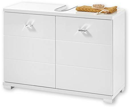 POOL Badezimmer Waschbeckenunterschrank in Weiß - Moderner Bad Unterschrank Badezimmerschrank mit viel Stauraum - 80 x 57 x 30 cm (B/H/T)