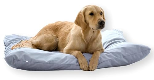4L Textil ZOE Hundekissen wasserfest mit Bezug Hundebett wasserabweisend Hundekissen mittelgroße Hunde waschbares Hundebett mittelgroße Hunde (80x60 cm, Grau)