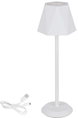 Clauss LED-Tischlampe mit Akku via USB aufladbar, kabellos, mit Dimmer, aus Metall für Innen und Außen, IP54, weiß, Clauss 10011