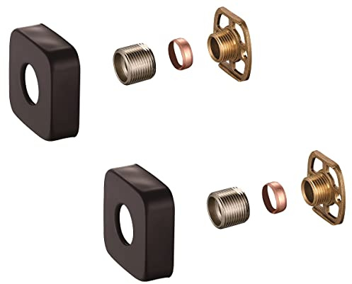 KINGBATH™ Stangenventil-Befestigungs-Set, Halterungen mit quadratischen, mattschwarzen Abdeckungen, Rosetten, 1.9 cm (3/4 Zoll) Anschlüsse, Halterung für Thermostat-Duschstange, Ventilmischer