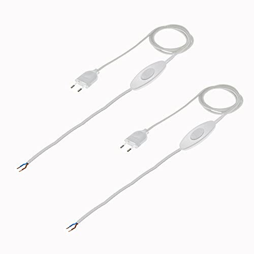 HALOTEC | Pack 2 Cavo di Alimentazione 1,5m Bianco | Con Presa e Interruttore | Made in Italiy | Massima Qualità