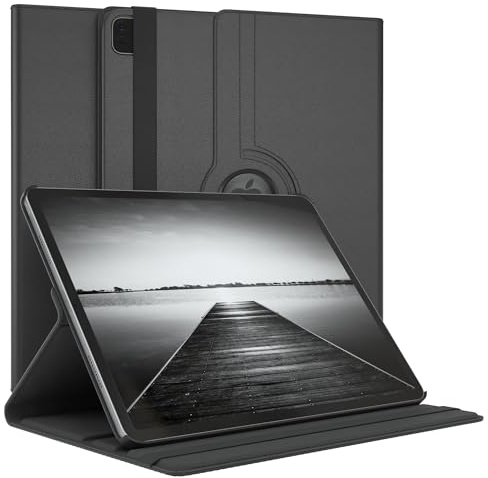 EAZY CASE - Tablet Hülle für iPad Pro 12,9 6. Generation Schutzhülle 12.9 Zoll Smart Cover Tablet Case Rotationcase zum Aufstellen Klapphülle 360° drehbar mit Standfunktion Tasche Kunstleder Schwarz