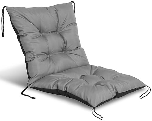 EDANTI Gartenstuhlkissen Wasserdicht Stuhlkissen Gartenkissen Sitzkissen Polsterauflage Sitzauflage mit Riemen Indoor Outdoor 50x50cm (Grau)