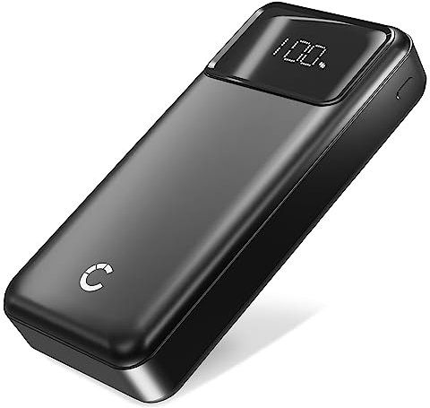CELLONIC 20000mAh Power Bank Carga Rápida USB C PD 22.5W Pantalla LED - Batería Externa Gran Capacidad Compatible con iPhone, iPad, Airpods, Samsung Galaxy, Xiaomi, Huawei, Switch, PSP - Negro