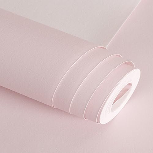 VisLarsc Verdickte Großvolumige Tapete Einfarbig Moderne Einfache Schlafzimmer Tapete Luxus Spezialeffekte Typ Wohnzimmer Hintergrund Dekoration 9.5M* 0.53M (9.5M* 0.53M, HR8265 Babypuder)