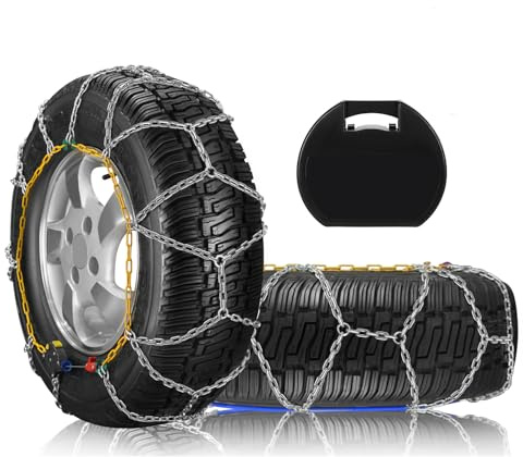 SCITOO HKN140 Snow Chains Quick Easy Installation,Tire Traction Chain for Car Pickup Trucks SUV,Adjustable Universal Emergency Thickening Tire Chains Width 235 245 255 275(1617181920)- Set of 2