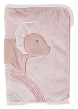 Noukie's - Protège Carnet de Santé Popsie, Gigi & Louli - Veloudoux®, rose poudré - Fermeture éclair et poche plastifiée – Cadeau naissance - Protection Universelle pour Carnet