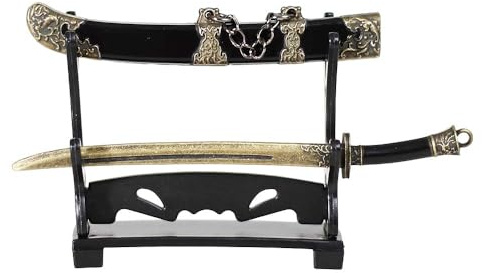 Lanxitown Mini-Katana-Mini-Schwert mit Kunststoffständer, Samurai-Schwert, Metall, Waffenmodell, Spielzeug, Katana, Anime, Schwerter, Schlüsselanhänger