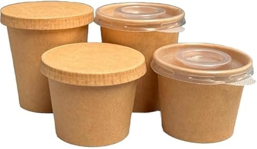 We Can Source It Ltd - Kraft Paper Portion Pots 4oz – Disposable Sauce Cups without Lids – Ramekin Pots for Dip Dressings Sampling Catering and Takeaway Use – Pack of 1000