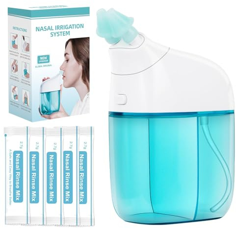 Nasal Irrigation System with 30 Saline Packets Nasal Care, Sinus Rinse Machine, Nasal Rinse Machine, Nasal Cleaner with Auto Waste Collection Function for Sinus, Nasal Allergies - Green