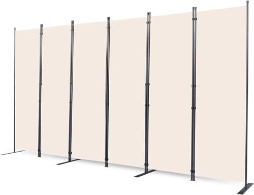 Balkon Sichtschutz Raumteiler, 6-teilige Faltbare Sichtschutzwände mit breiteren Stützfüßen, Trennwand, Heimdekoration, Garten Balkon Garten Zaun(Color:Beige)