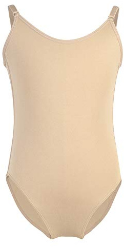 Soudittur Justaucorps caraco pour filles pour ballet, danse, gymnastique - Sous-vêtement nude sans couture pour enfants - Costume de danse avec bretelles réglables, nude, XL (Height 165-170 cm, Over