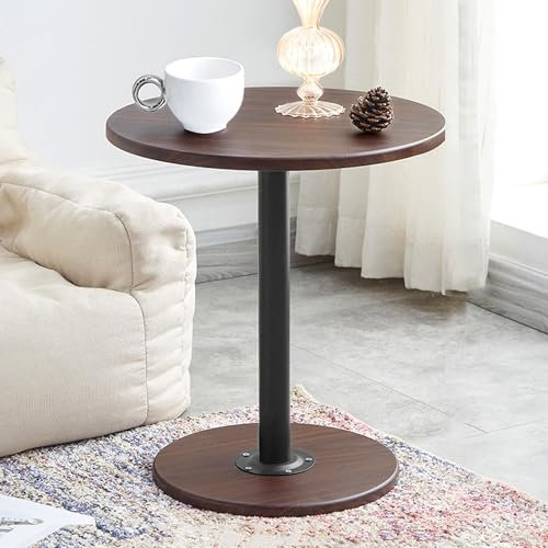 Petite table basse ronde moderne pour salon, chambre à coucher et café, imperméable et résistante à l'usure, plateau en panneaux de fibres de densité moyenne, robuste et élégant, design noyer noir