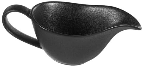 DECHOUS Porcelain Steak Sauce Bowl with Spout and Handle, Kitchen Mixing Bowl for Household Cooking, Black Cast Iron Style Ceramic Sauce Pourer for Home Dining