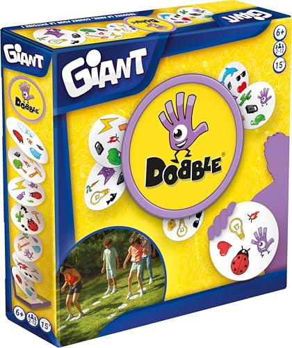 Asmodee - DOBBLE Giant – schnelles und lustiges Kartenspiel für Kinder ab 6 Jahren – Beobachtungsspiel Familie – Spiele im Freien oder im Innenbereich – Riesenkarten – 2 bis 12 Spieler – 15 Minuten
