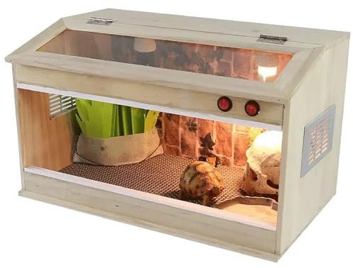 Maison de tortue en bois - Terrarium à reptiles pour animaux domestiques lézard caméléon gecko incubateur cage habitat intérieur et extérieur maison en bois pour petits reptiles