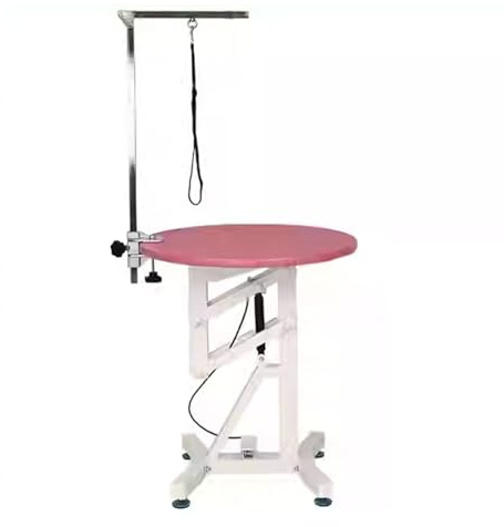 Tierpflegetisch Rund, Trimmtisch, Trimmtisch für hunde mit kratzfester Gummioberfläche, Höhenverstellbar Hundepflegetisch, it kratzfester Gummioberfläche(Pink,70cm/27.5in)