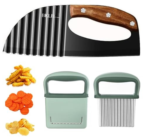 XoeLLe 2 Pezzi Taglia Patate, Tagliapatate Per Patate Fritte, Taglia Verdure Manuale, in Acciaio Inossidabile con Manico Lungo per Frutta, Verdura, Cipolla, Carota, Cetrioli