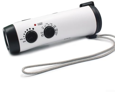 Getdoublerich Hand Crank Radio And Charger, Portable AM/FM Weather Wind Up Radio With LED Bright Flashlight For Home And Outdoor(White)