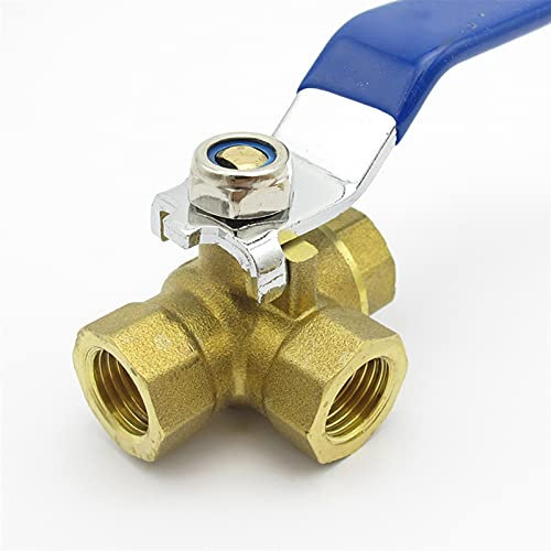 1/4 3/8 1/2 3/4 1 Inch Female Thread Full Port T-Port Three Way Brass Ball Valve Connector Adapter for Water Oil Air Gas(3/8 Inch)