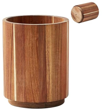 Hogvinnatil Porta Cucharas De Madera | Organizador De Utensilios De Cocina 18 cm | Organizador Giratorio Grande Para Cubiertos Cocina Hogar Despensa Uso Diario Exterior Acampada Barbacua