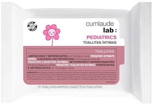 Cumlaude Lab Salviette intime pediatriche, 15 unità, detergenti e rinfrescanti, pH fisiologico
