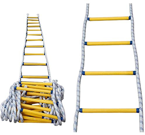 2-6 Story Fire Escape Ladder, Flame Resistant Safety Rope, Emergency Self-Rescue Lifesaving Ladder for Rock Climbing, 20M (65.6Ft) - Quick Response Fire Safety Tool