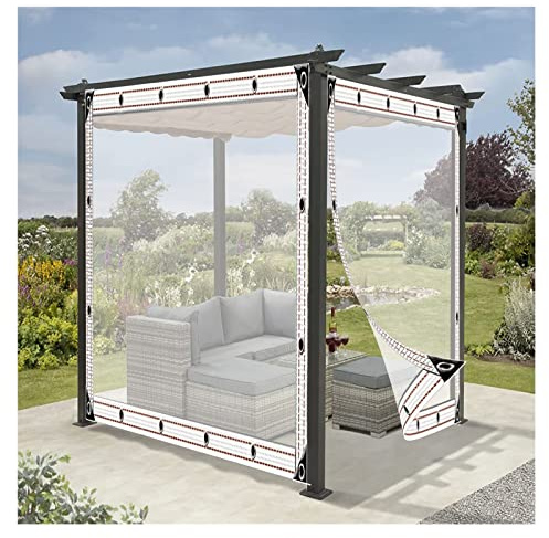 Telone impermeabile antipolvere in PVC trasparente per gazebo/patio/porta tenda 5 x 2,4 m – copertura di protezione esterna durevole