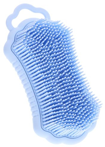 FONDOTIN Silikon Dusch Körperpeeling und Kopfhautmassagebürste mit Doppelseitigem Design für Sanfte Reinigung und Entspannende Massage im Bad Blau