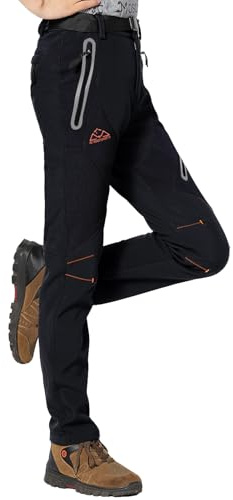 Rdruko Softshellhose Damen Wanderhose Winter Skihose Wasserdicht Schneehose | Winddicht Thermohose Winterhose Warm Gefüttert Outdoorhose Snowboardhose Thermo Trekkinghose mit Taschen