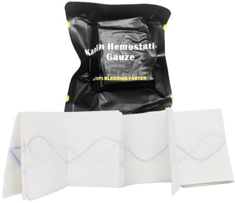 Bandage Hémostatique En Gaze Hémostatique Pour La Coagulation Sanguine, Gauze D'argile Kaolin Pour Coagulation De Sang Extérieur, Action Rapide Et Absorbante,Portable Et Léger,Pour L'extérieur Voyages