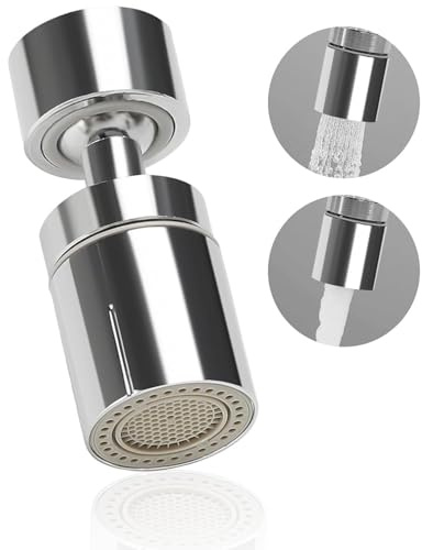 FUGLUS 1 pieza 360 Giratorio Aireador Grifo Cocina,Extension Difusor Atomizador Fregadero,Boquilla Cabezal Filtro Extensor Grifo Lavabo,Alargador Alcachofa Dosificador Acople Ducha(Plata)