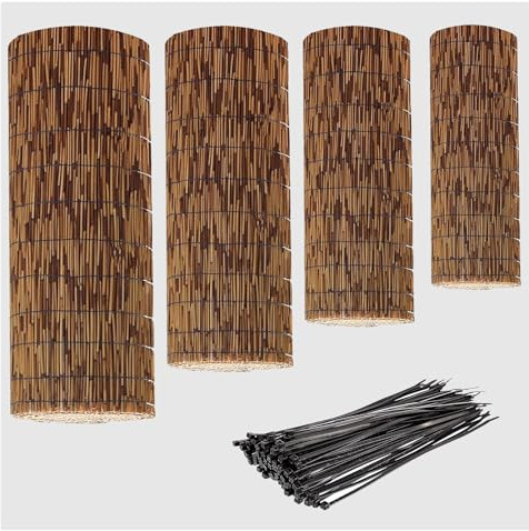 Brise-vue extérieur en bambou - Rouleaux de clôture décorative pour balcon, jardin, terrasse, piscine et balustrade d'appartement (110 x 300 cm)