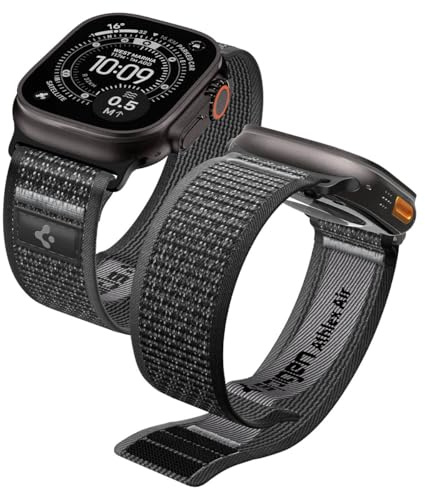 Spigen Athlex Air Strap for Apple Watch Ultra 3/2/1, Series 11/10 | Nylon strap with hook-and-loop fastener and color stitching for Apple Watch 49/46/45/44/42mm