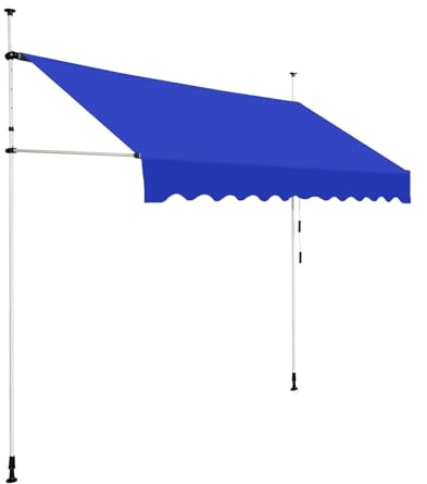 Verstellbare, einziehbare Markise (100–400 cm) – Aluminiumrahmen mit Kurbel, kein Bohren erforderlich für Deck, Veranda, Gartenschirm, einfache Installation, perfekte Pergola-Abdeckung, 350 cm