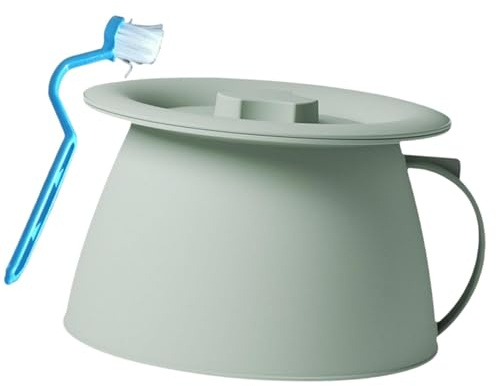 harayaa Chamber Pot with Lid Pratical Spittoon 1.5L Portable Urinal Basin Multifunctional Commode Bucket with Handle Bedside Potties Camping Accessories for Adult Elderly Patients (Green with Brush)