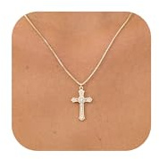 KINHOPI Kreuz Kette Damen, 14K Gold Vergoldet/925 Silber Plattiert Kreuz Anhänger mit Zirkonia Halskette Damen Schmuck Geschenke Frauen Mädchen