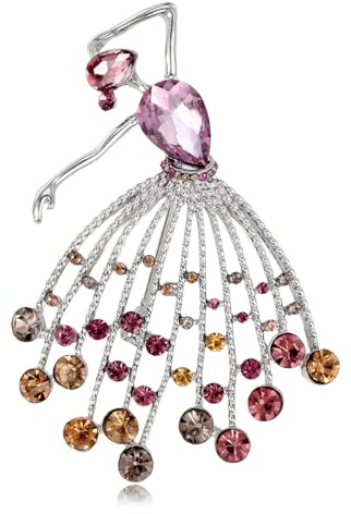 OATHCAF Elegante Kristall Ballerina Brosche Bunt Strassstein Anstecknadel für Frauen Tanz Figur Charm Geschenk Jacken Kleider Modisch Accessoires (Rot)